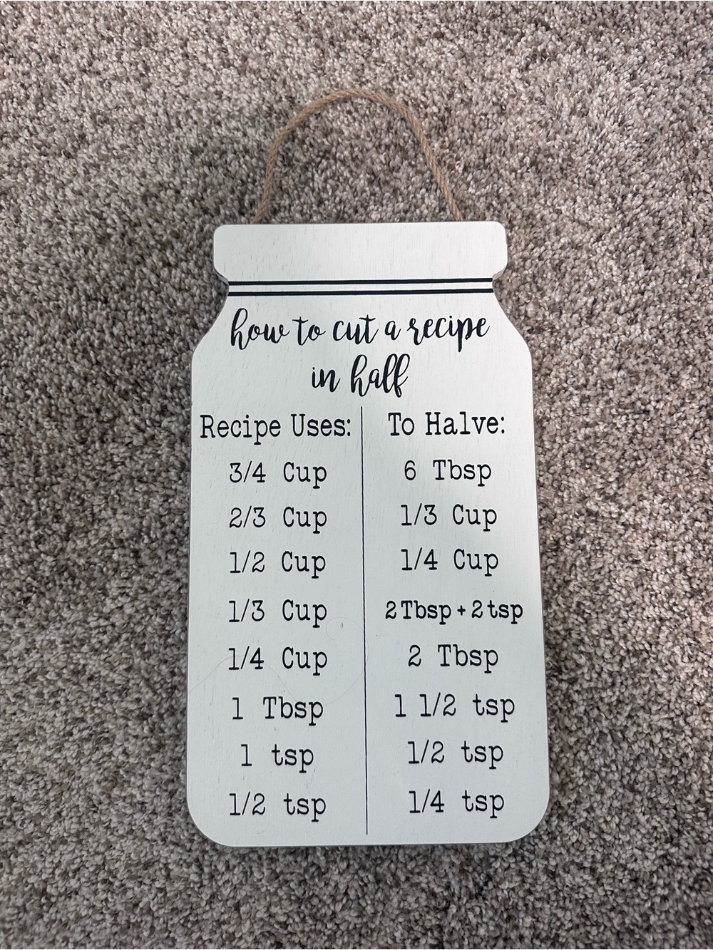 Hobby Lobby White Mason Jar Recipe Halving Sign